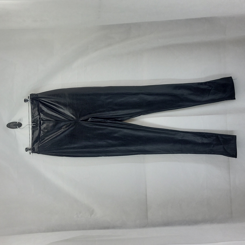 PRETTY LITTLE THINGS Black Faux Leather High Waisted Split Hem Leggings